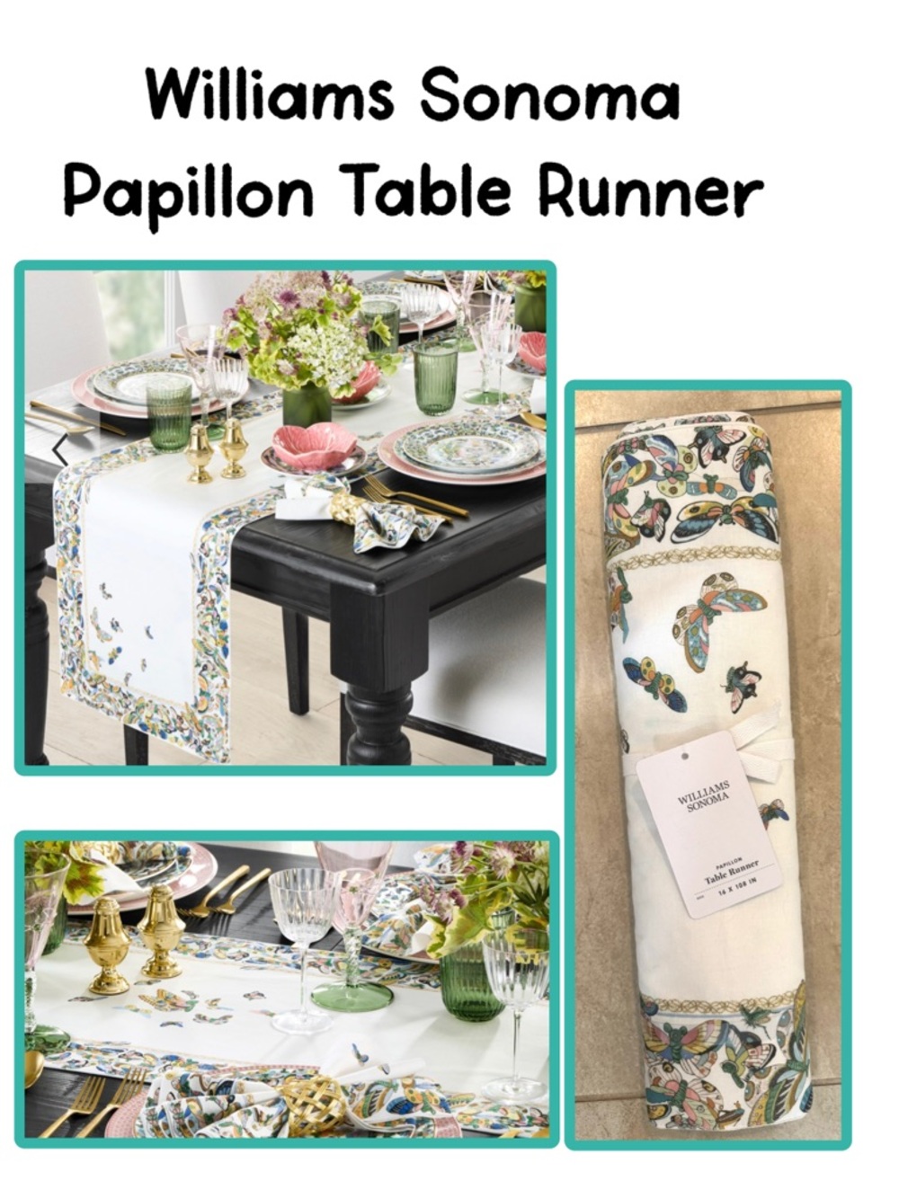 Williams Sonoma Papillon Table Runner